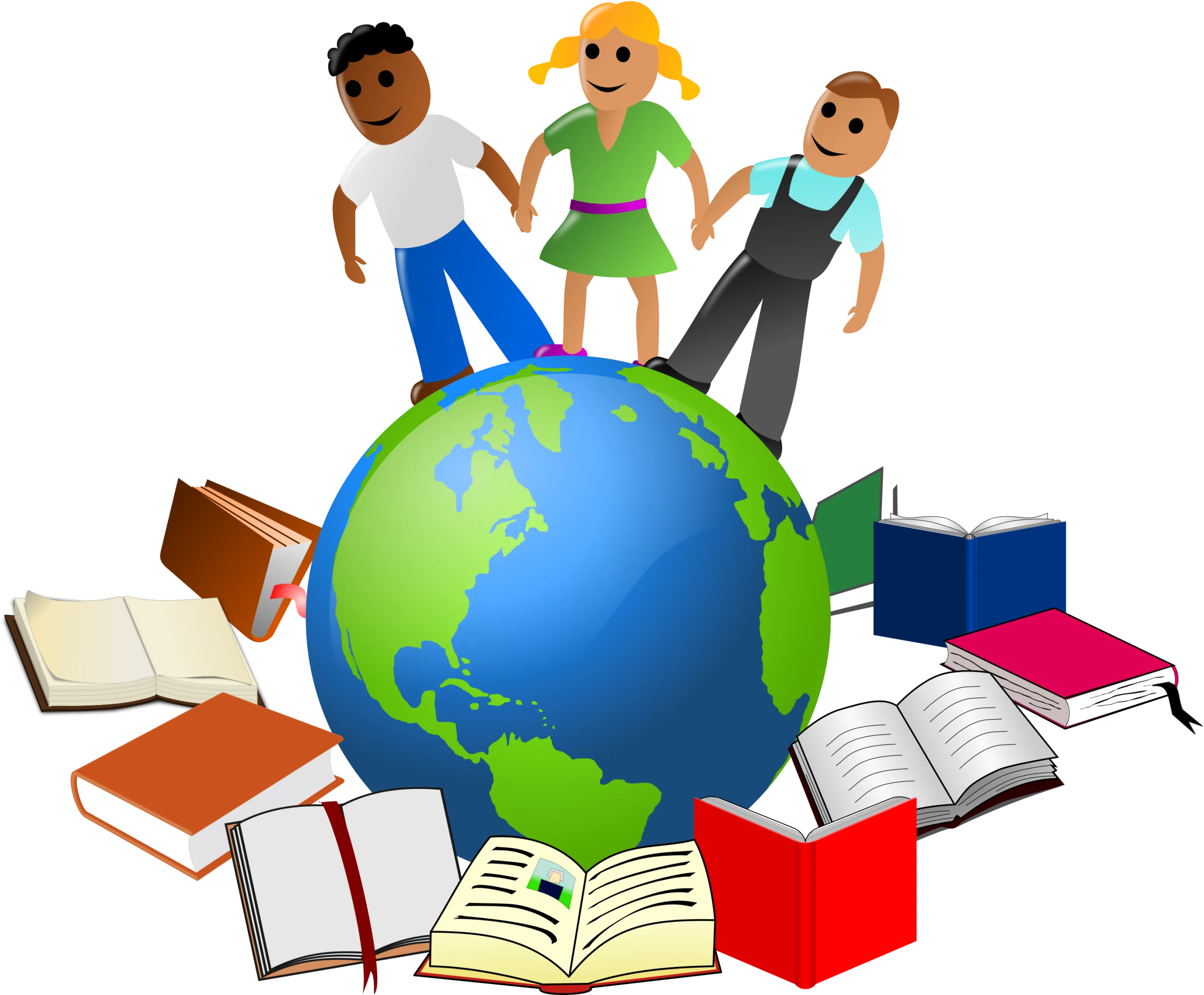 Global Education Clipart: Diverse Students Learning Around the World