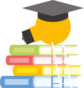 Graduation Knowledge Journey: Stacked Books and Graduation Cap Clipart Design