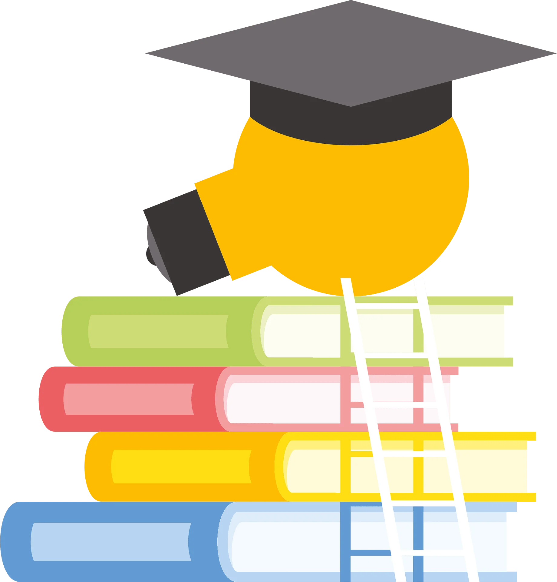 Graduation Knowledge Journey: Stacked Books and Graduation Cap Clipart Design