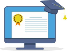 Online Digital Education Graduation Clipart Illustration for E-Learning
