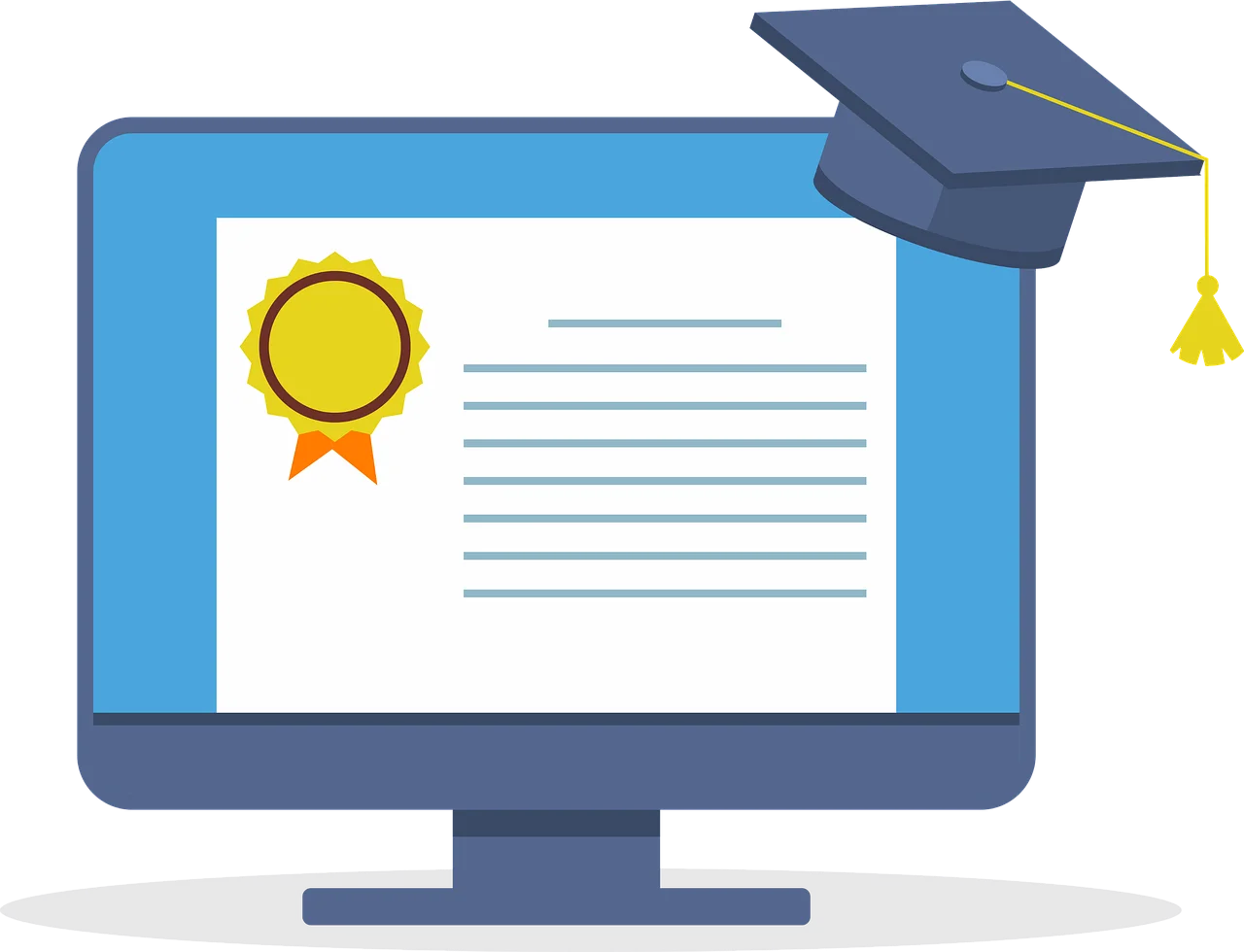 Online Digital Education Graduation Clipart Illustration for E-Learning