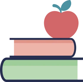 Stack of Educational Books with Red Apple Minimalist Clipart Design