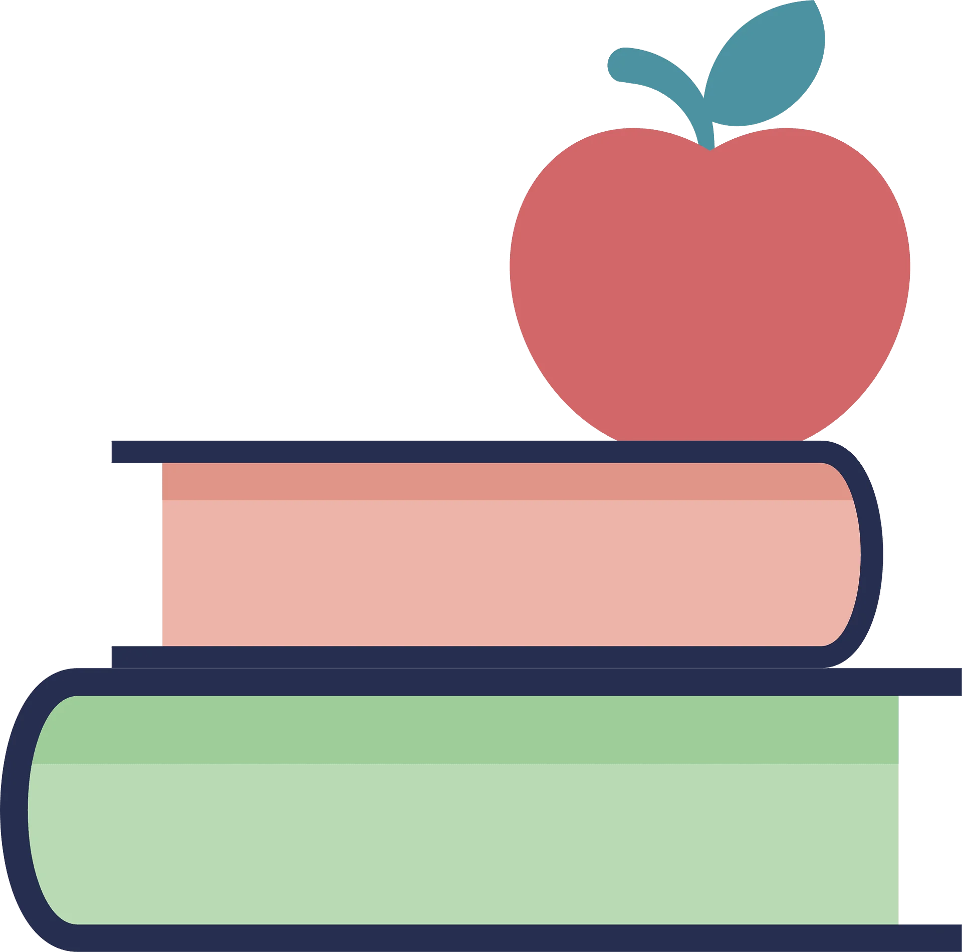 Stack of Educational Books with Red Apple Minimalist Clipart Design