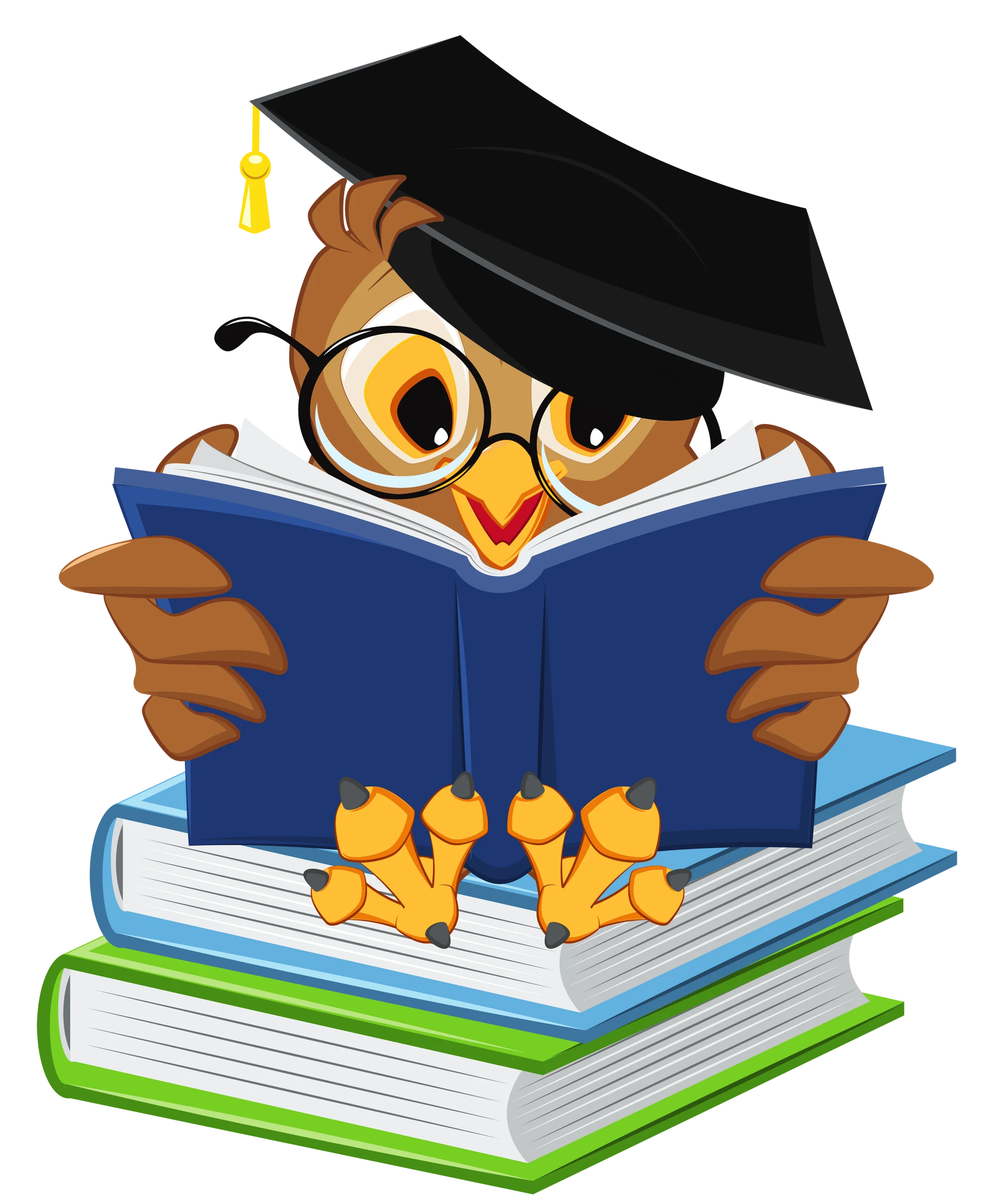Wise Owl Scholar Embracing Knowledge: An Educational Clipart Illustration