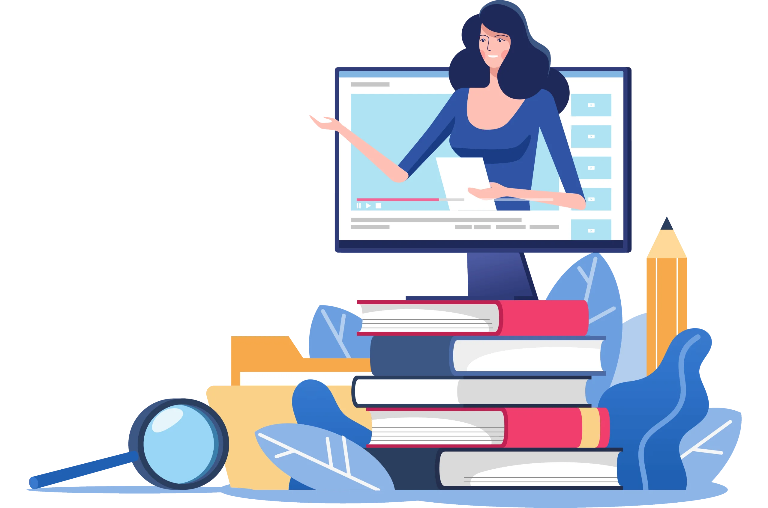 Digital Learning Resources Educational Clipart Illustration of Online Study