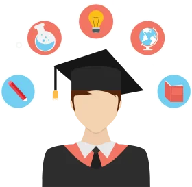 Educational Achievement Clipart Illustration of Graduation and Learning Symbols