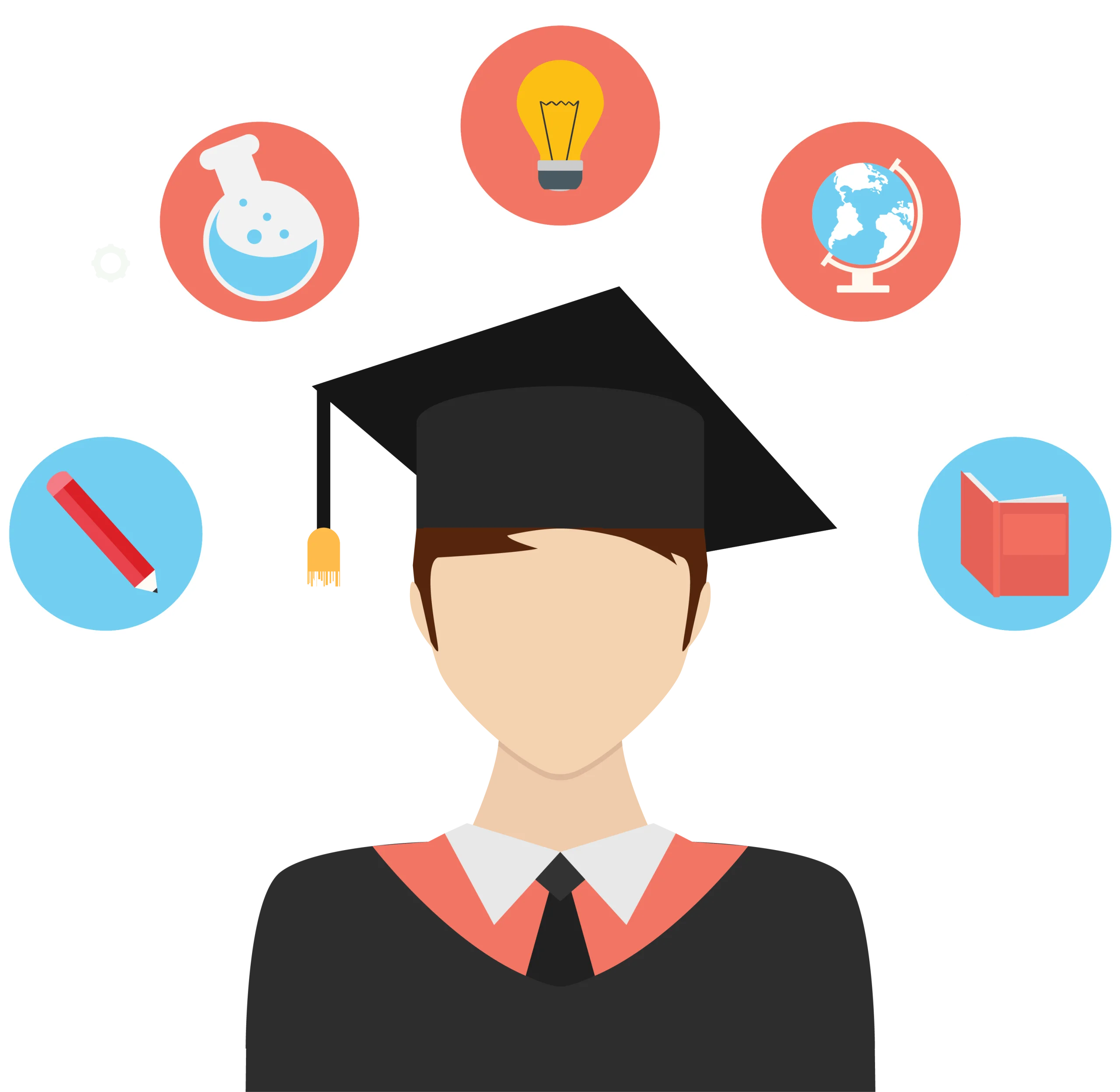 Educational Achievement Clipart Illustration of Graduation and Learning Symbols