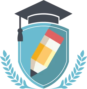Educational Achievement Emblem with Graduation Cap and Pencil Clipart Design