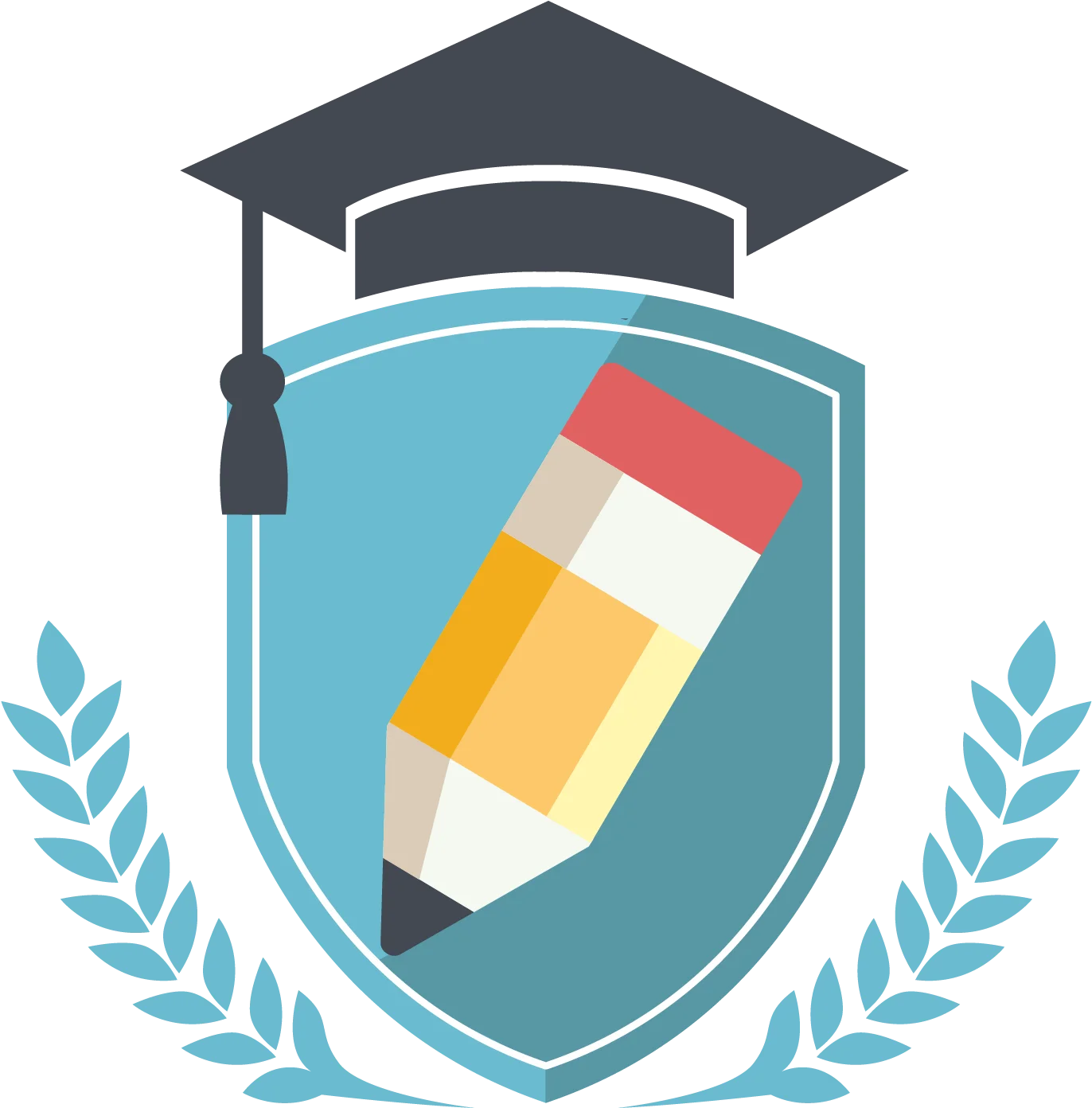 Educational Achievement Emblem with Graduation Cap and Pencil Clipart Design