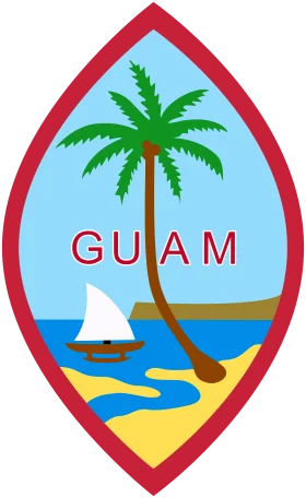 Guam Official Seal Clipart - Tropical Island Emblem with Palm Tree and Sailboat