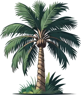 Lush California Palm Tree Clipart Illustration with Verdant Fronds