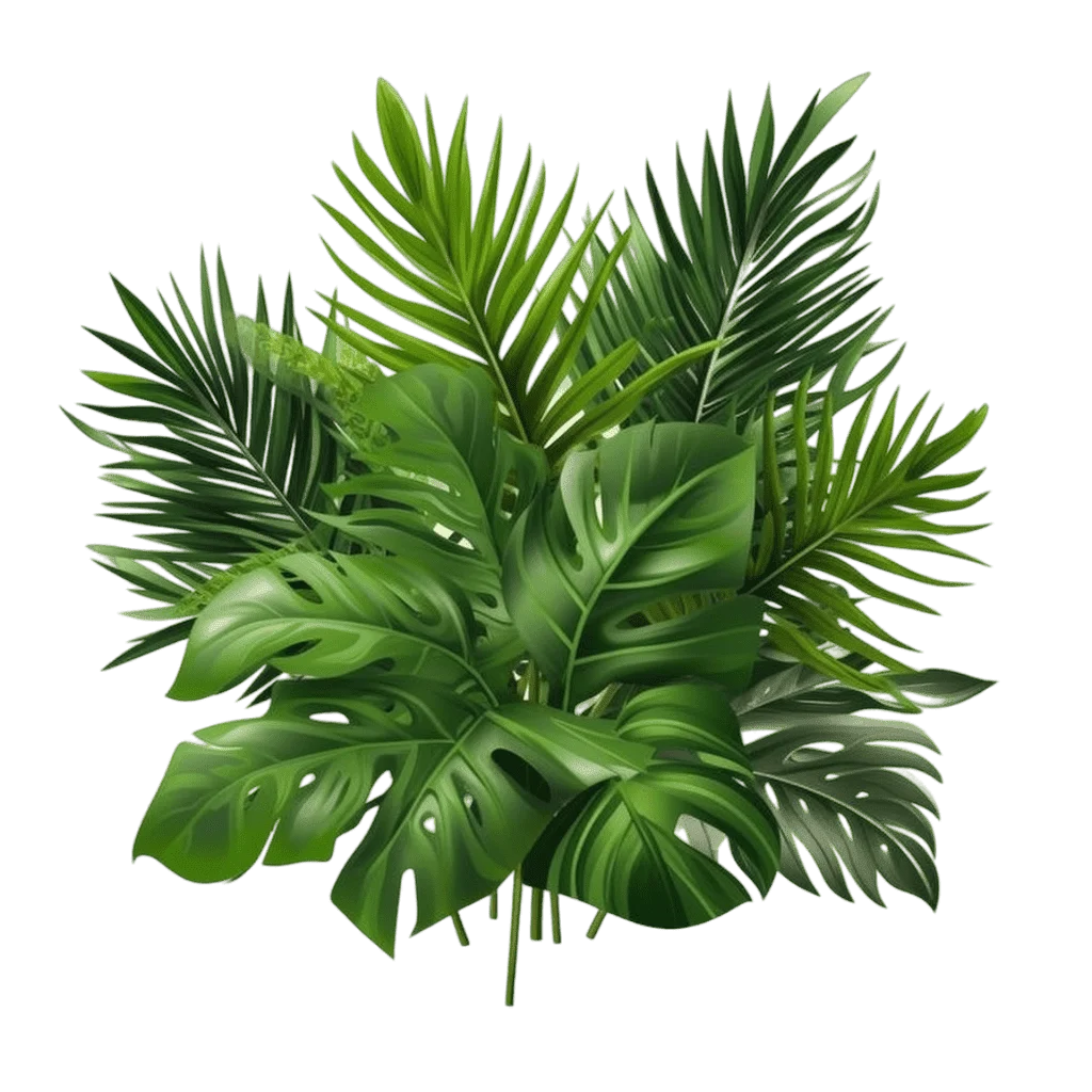 Lush Tropical Palm Leaf Arrangement Botanical Clipart Illustration