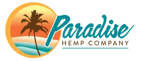 Sunset Paradise Hemp Company Tropical Palm Tree Clipart Logo Design