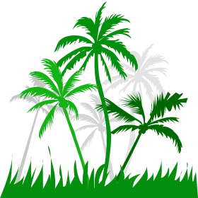 Tropical Green Palm Trees Silhouette Clipart Vector Illustration Design