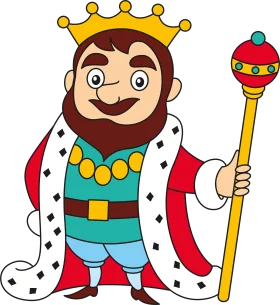 Cheerful Medieval Monarch Clipart - Cartoon King with Regal Attire and Scepter