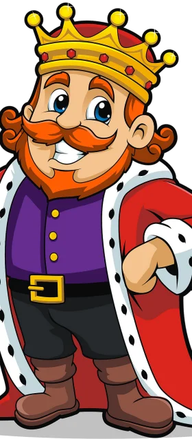 Cheerful Royal Monarch Clipart: Whimsical Cartoon King with Golden Crown