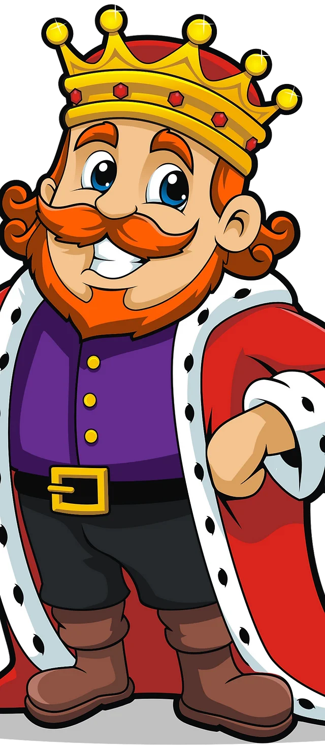 Cheerful Royal Monarch Clipart: Whimsical Cartoon King with Golden Crown