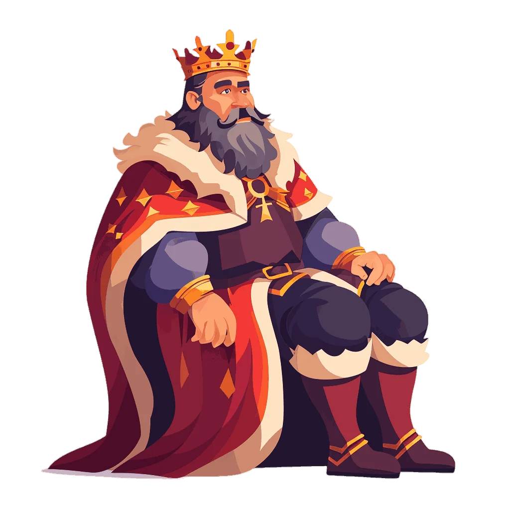 Majestic Medieval Monarch Clipart: Regal King Seated on Throne with Royal Attire