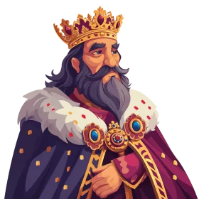 Majestic Medieval Monarch in Royal Regal Clipart Illustration with Ornate Details