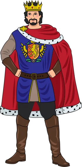 Majestic Medieval Monarch in Royal Regalia Clipart Illustration
