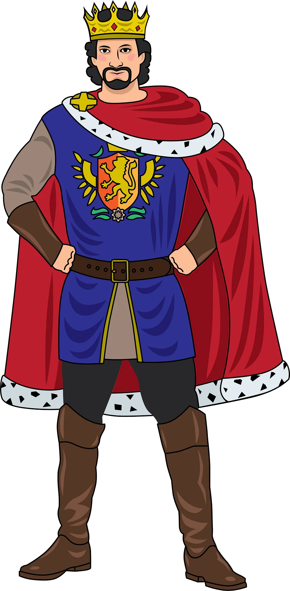 Majestic Medieval Monarch in Royal Regalia Clipart Illustration