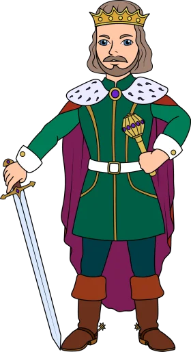 Medieval Royal Monarch Standing Proud in Regal Clipart Illustration