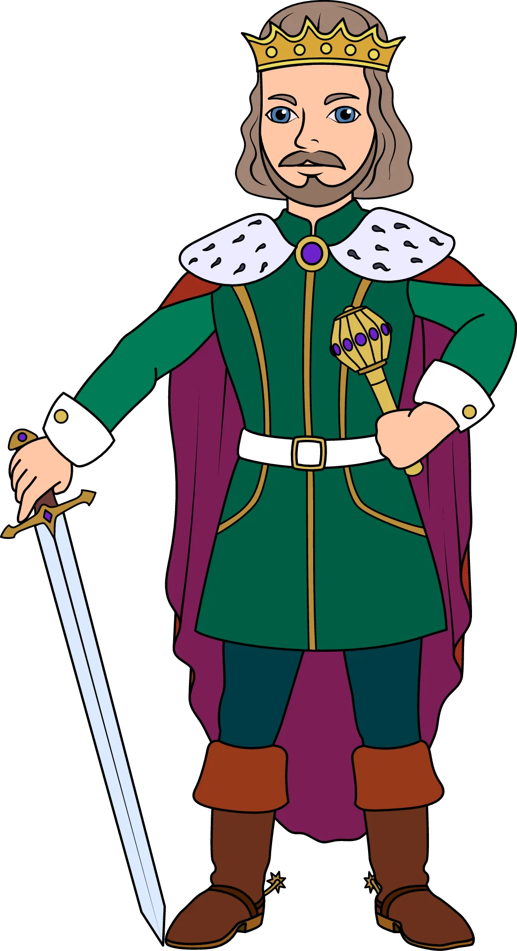 Medieval Royal Monarch Standing Proud in Regal Clipart Illustration