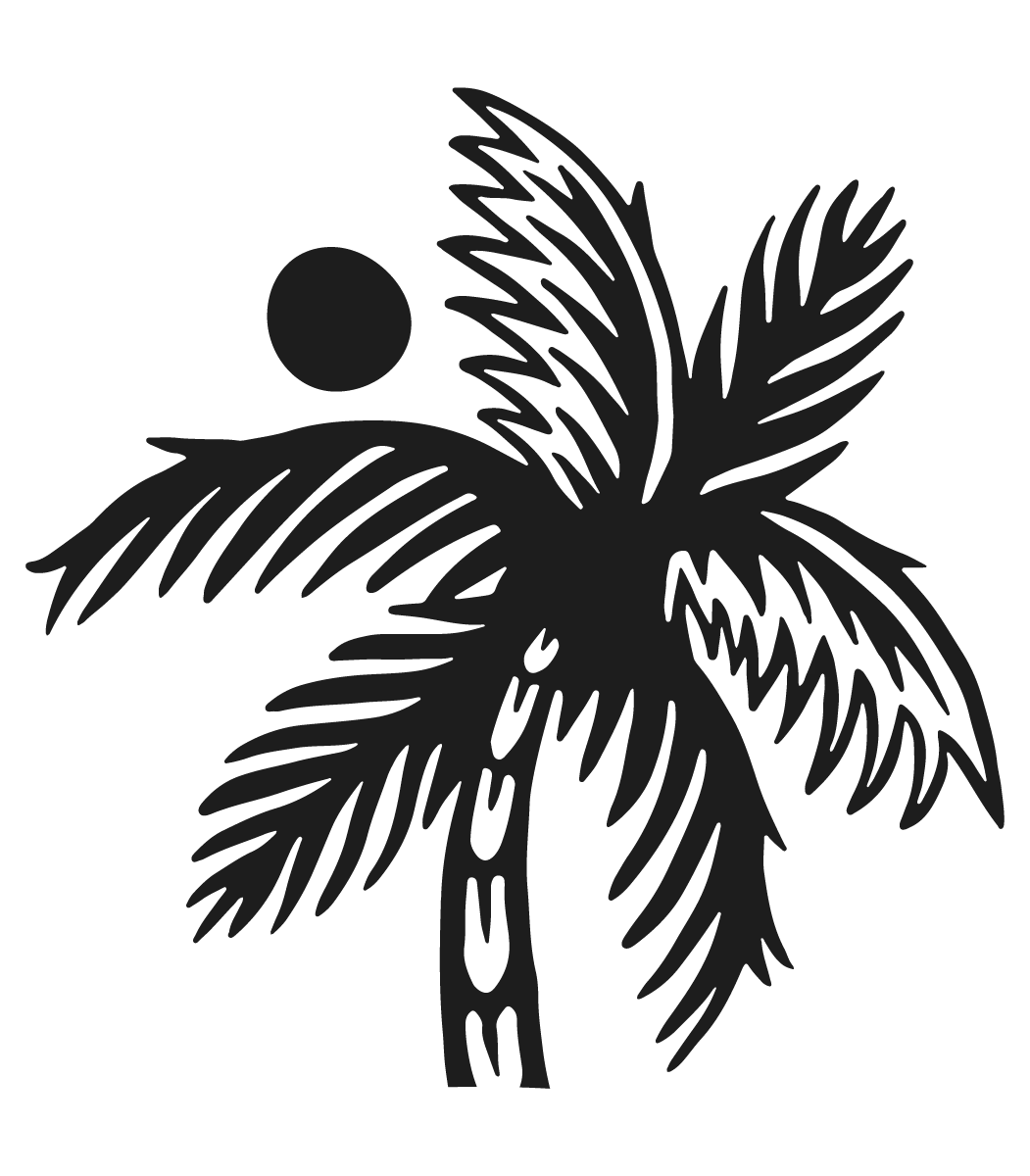 Minimalist Black and White California Palm Tree Silhouette Clipart Design