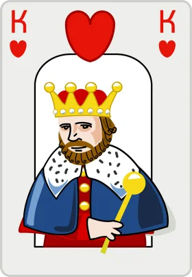 Regal King of Hearts Playing Card Clipart with Royal Attire and Scepter