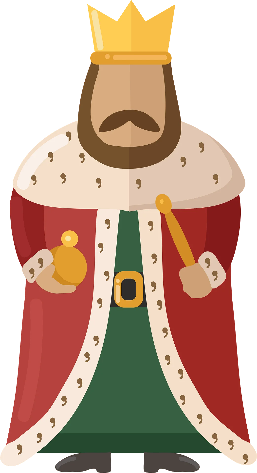 Regal Medieval Monarch in Traditional Royal Attire Cartoon Clipart Illustration