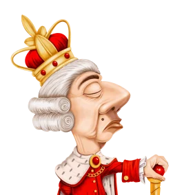Regal Monarch Caricature Clipart: Exaggerated Royal Portrait with Whimsical Expression