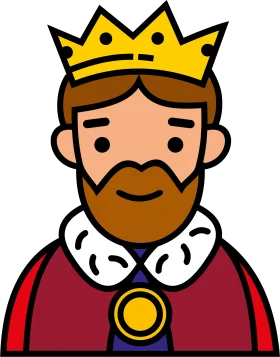 Regal Monarch Clipart: Cartoon King with Golden Crown and Royal Attire