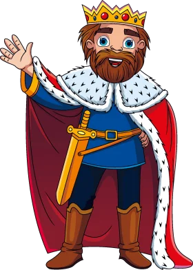 Royal Medieval Monarch Clipart: Majestic King with Crown and Regal Attire