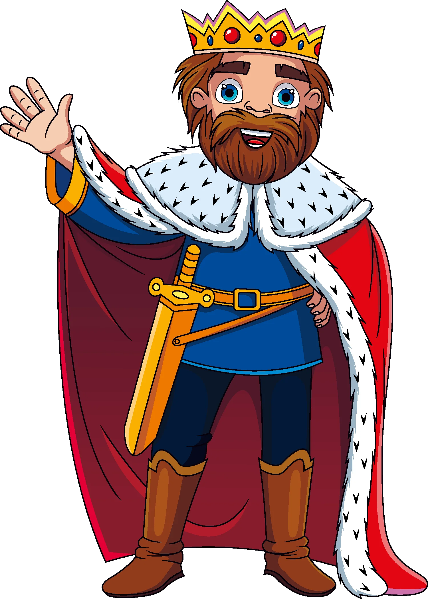 Royal Medieval Monarch Clipart: Majestic King with Crown and Regal Attire