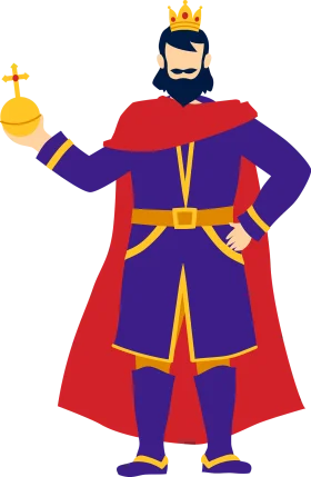 Royal Monarch Clipart: Majestic King Standing Boldly with Crown and Scepter