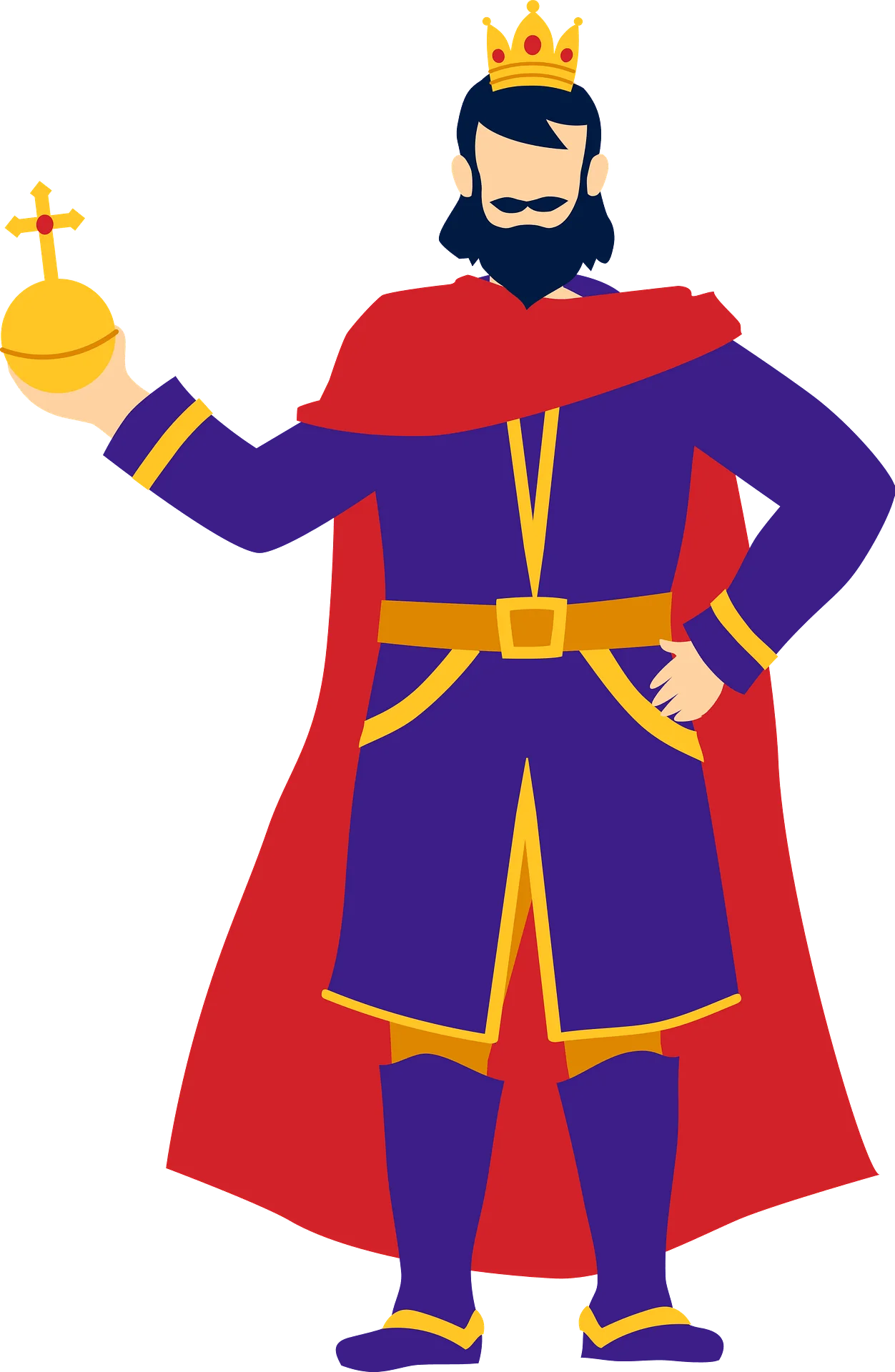 Royal Monarch Clipart: Majestic King Standing Boldly with Crown and Scepter