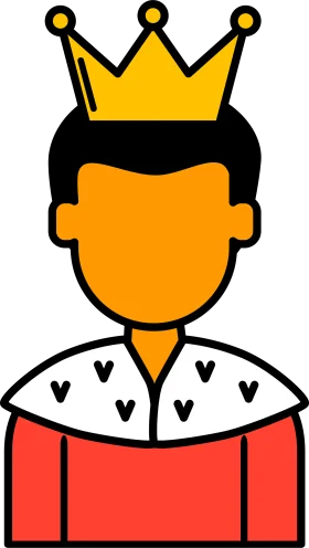 Royal Monarch Clipart: Stylized King Illustration with Golden Crown and Regal Attire