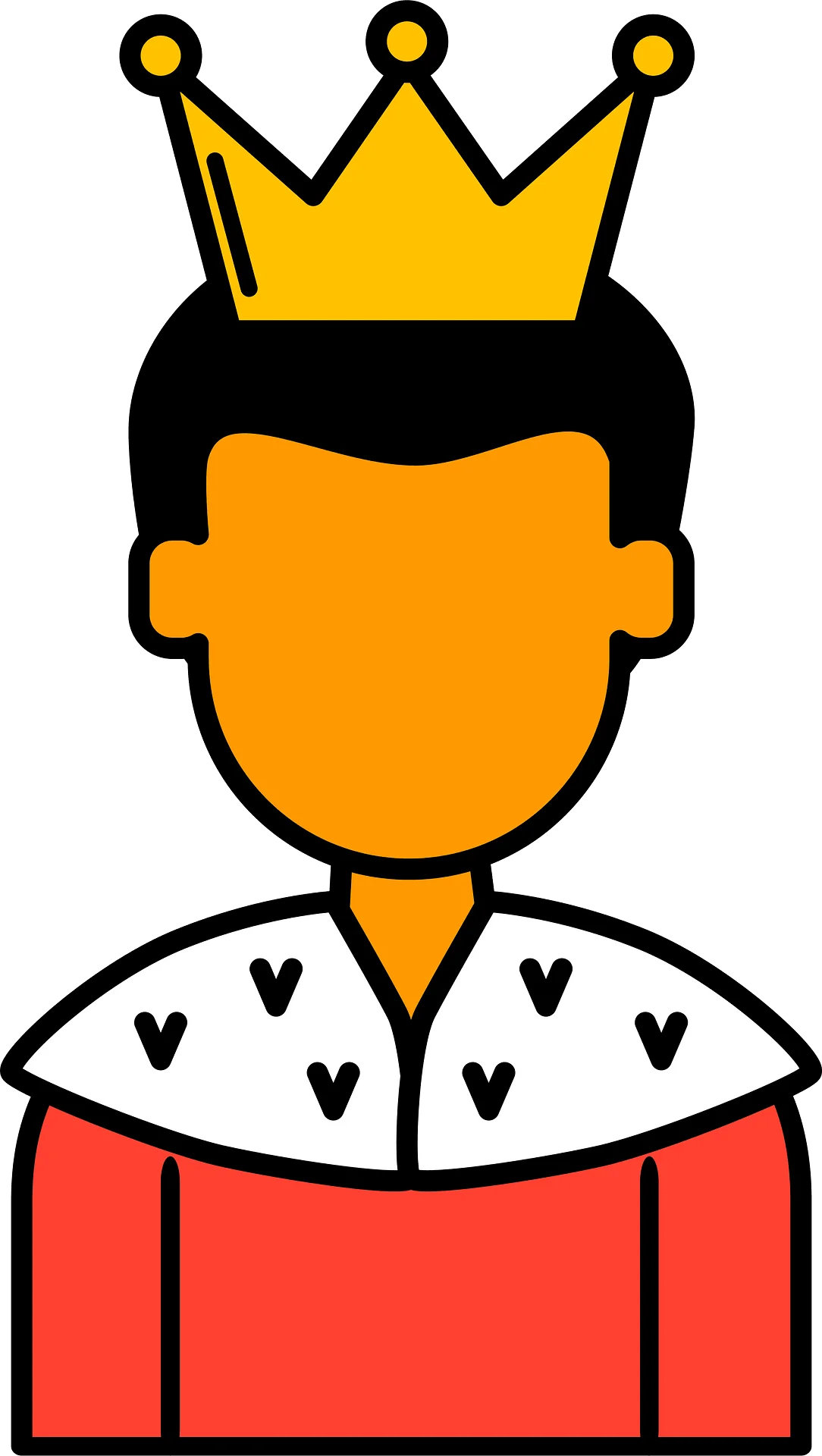 Royal Monarch Clipart: Stylized King Illustration with Golden Crown and Regal Attire