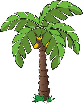 Whimsical California Palm Tree Cartoon Clipart Vector Illustration