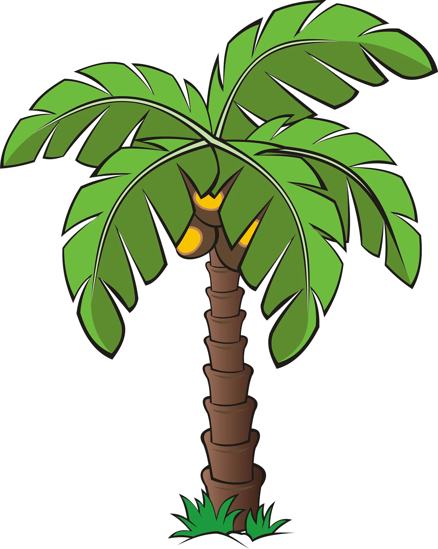 Whimsical California Palm Tree Cartoon Clipart Vector Illustration