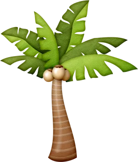 Whimsical Cartoon Coconut Palm Tree Clipart Illustration Design