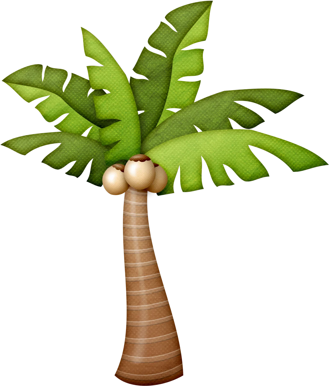 Whimsical Cartoon Coconut Palm Tree Clipart Illustration Design