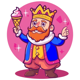 Whimsical Royal Character Holding Ice Cream Clipart Design for Fun Branding