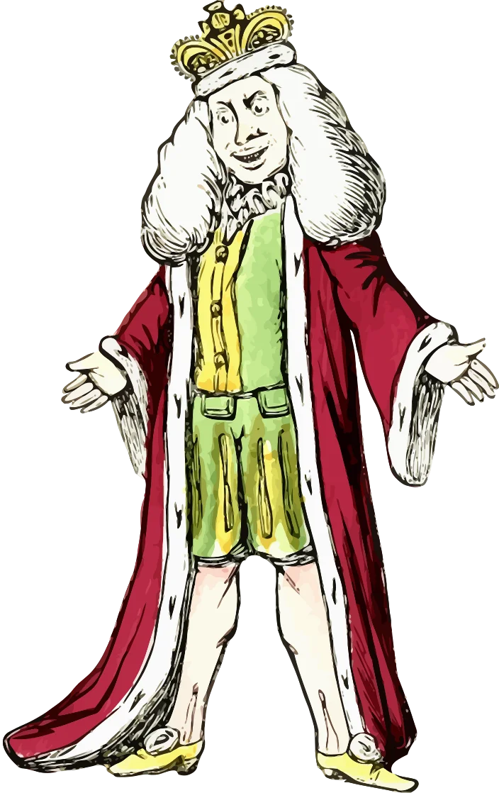 Regal Medieval Monarch in Traditional Royal Attire Clipart Illustration