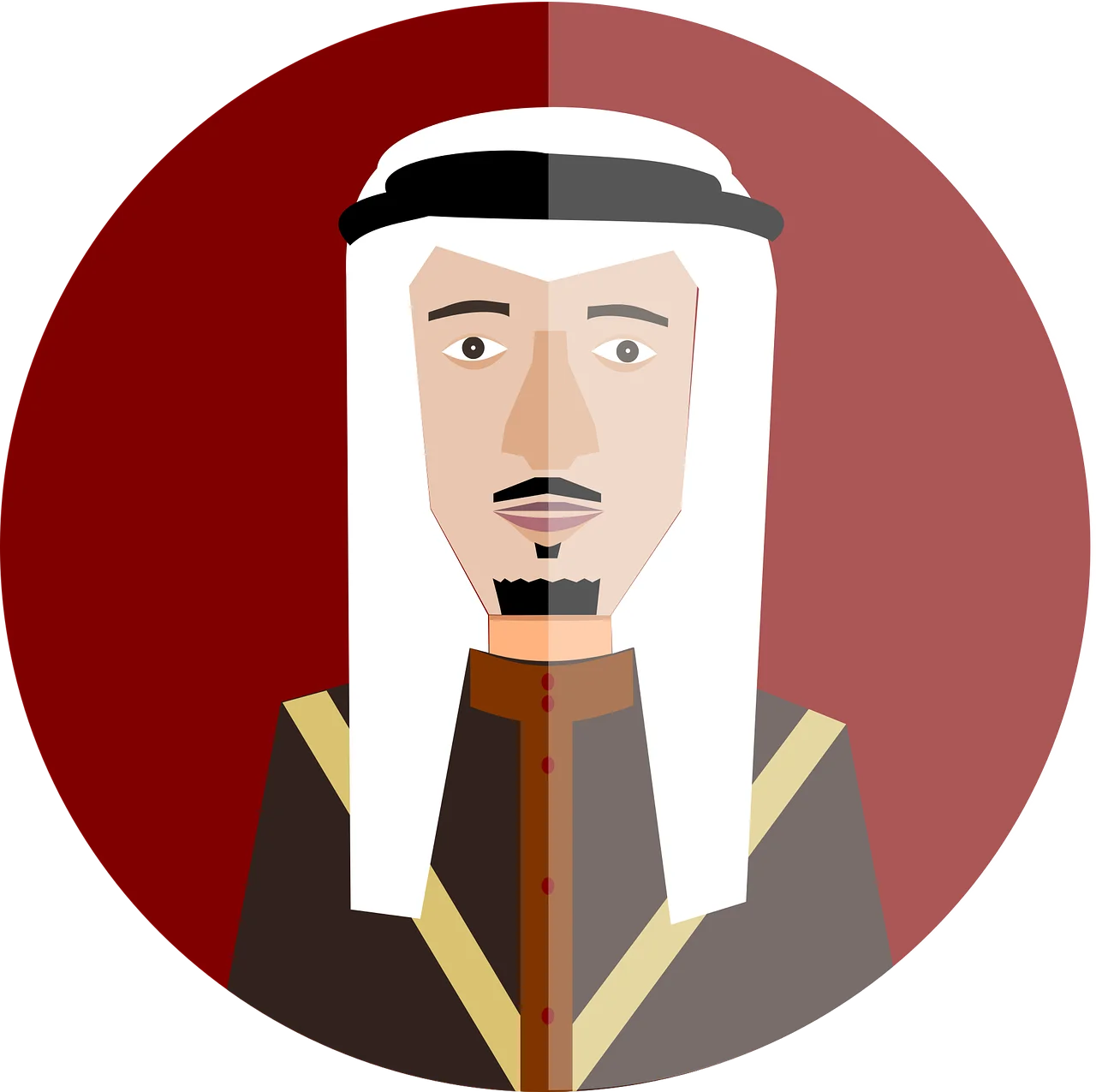 Traditional Arabian Gulf Monarch Royal Leader Stylized Clipart Illustration