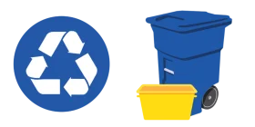 Blue and Yellow Recycling Symbols Eco-Friendly Waste Management Clipart Design