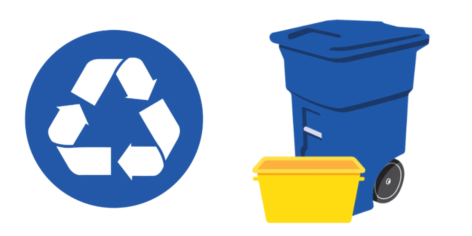 Blue and Yellow Recycling Symbols Eco-Friendly Waste Management Clipart Design