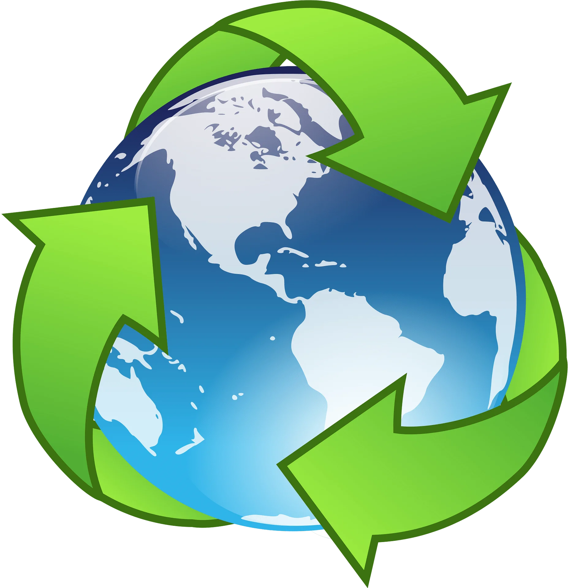 Earth Globe with Green Recycling Arrows - Environmental Conservation Clipart Design
