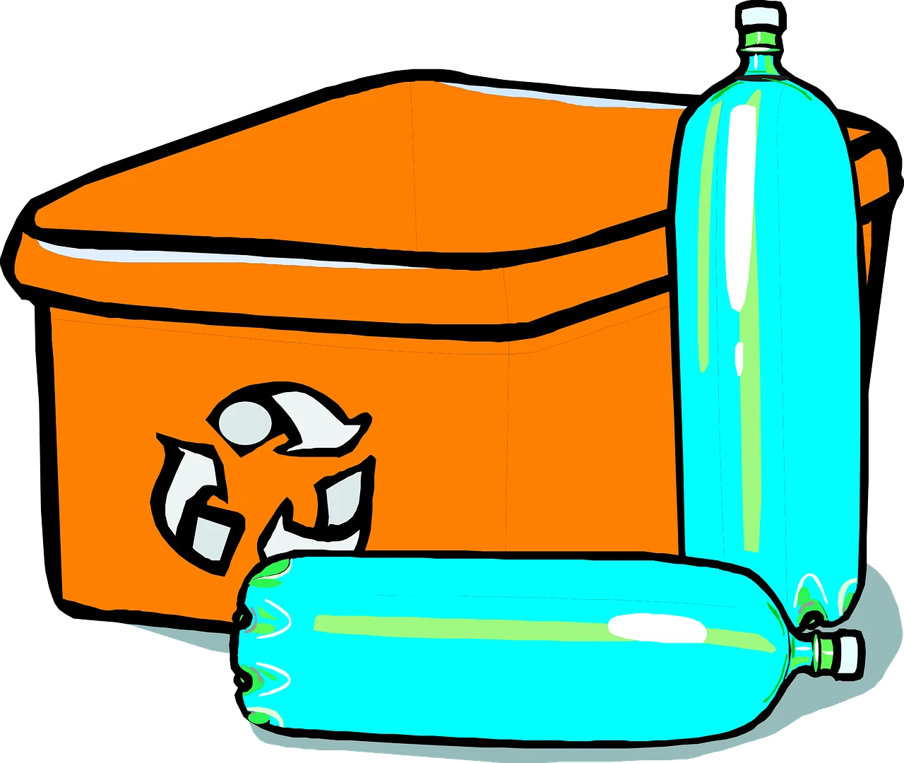 Eco-Friendly Recycling Bin and Plastic Bottles Clipart Illustration