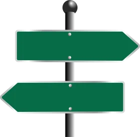 Blank Green Directional Road Sign Clipart with Dual Pointing Arrows
